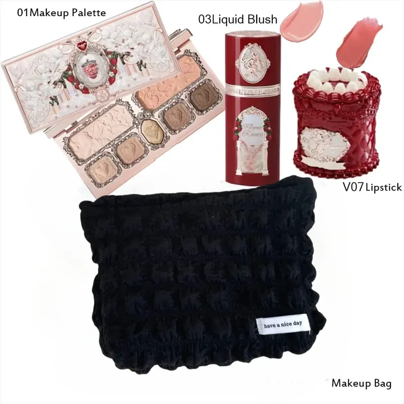 Makeup Set Flower Knows Bunny Garden Collection 6 Color Eyeshadow Palette Embossed Blusher Shine Lipstick Kit Maquiagem