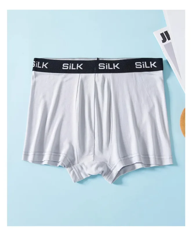 SuyaDream MEN Boxer Shorts 100%Natural Silk Healthy Solid Panties Natural Fabric Underwear