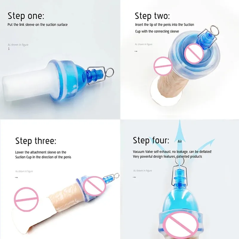 S/M/L Silicone Sleeves for Penis Extender Pump Enlargement Glans Protector Cap Replacement Penile Stretcher Clamping Kit Sex Toy