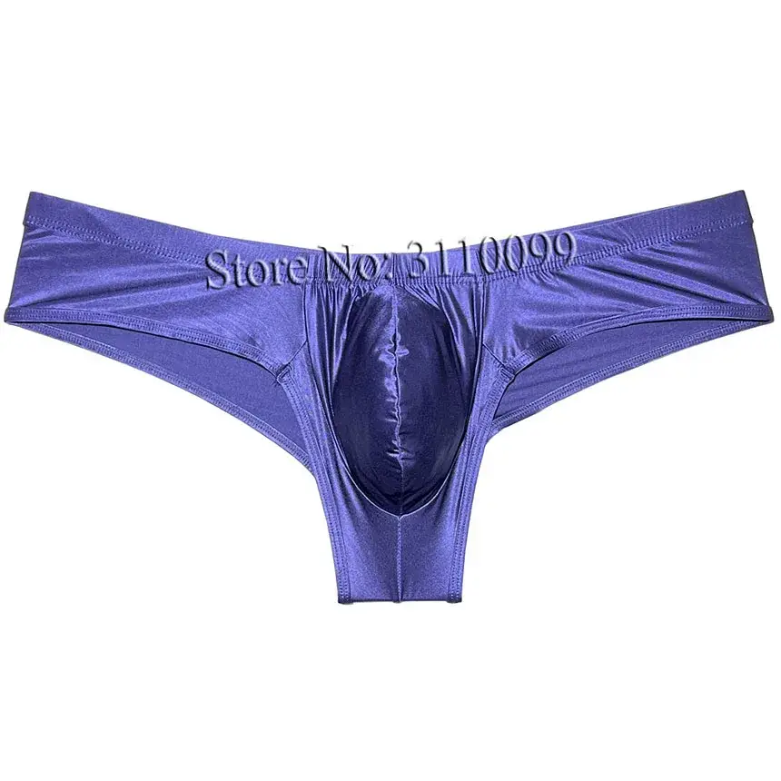 Men's Shiny Silk Mini Bikini Boxer Briefs Underwear Enhance Pouch Bikini Boxers