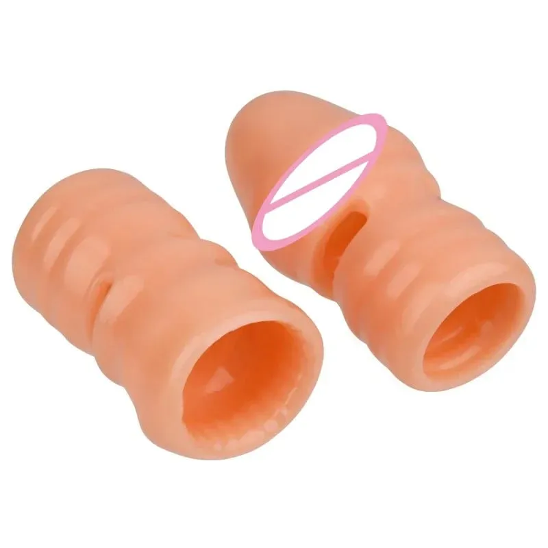 2ks/sada Silikonový návlek na penis Opakovaně použitelný prodlužovací kondom Odložení ejakulace G Bod Anální sexuální hračky Pro muže Bez vibrací Sex Shop — image 1