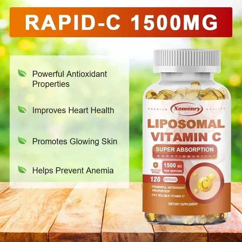 Capsule liposomiali di vitamina C - Potente antiossidante che promuove la produzione di collagene La luminosità della pelle supporta la salute immunitaria del cuore — image 6