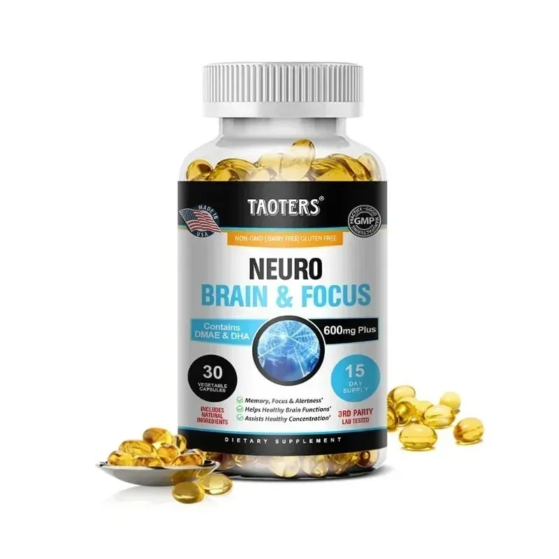 Memory Focus Clarity Energy Brain Supplement – ​​Nootropní Brain Booster Vitamíny DMAE A C D E B1 B2 B3 B5 B6 kapsle