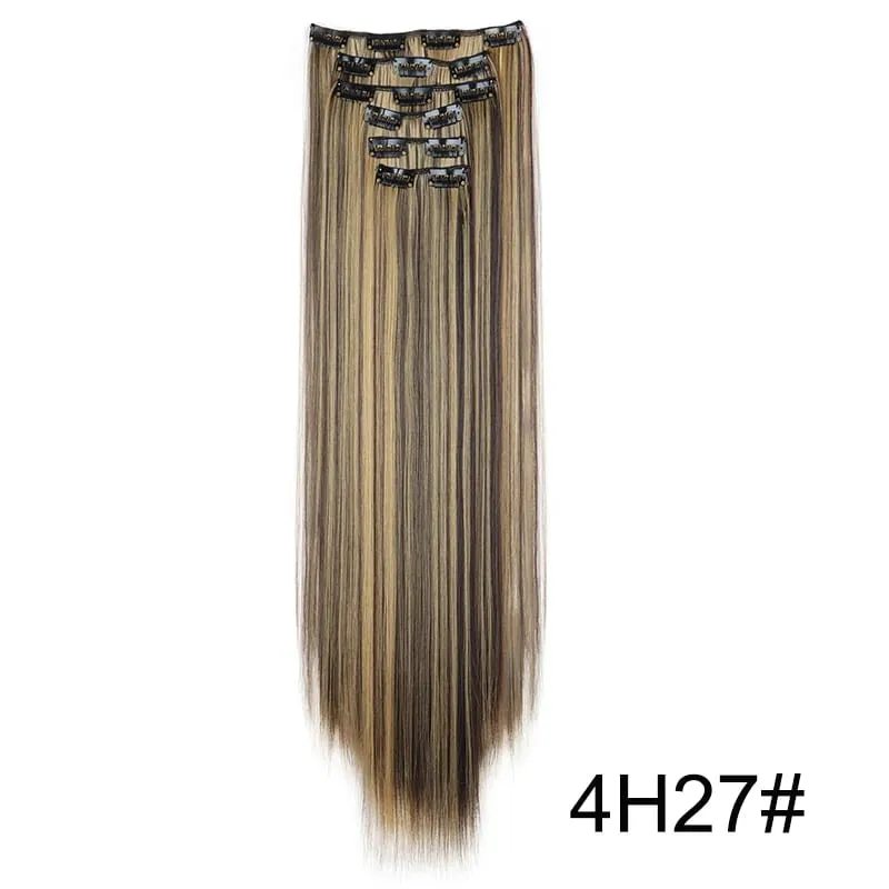 24Inch Synthetic 6pcs/set Long Straight Clip-in Hair Extension Heat Resistant Fiber Hair for Women Hair Accessories — image 13