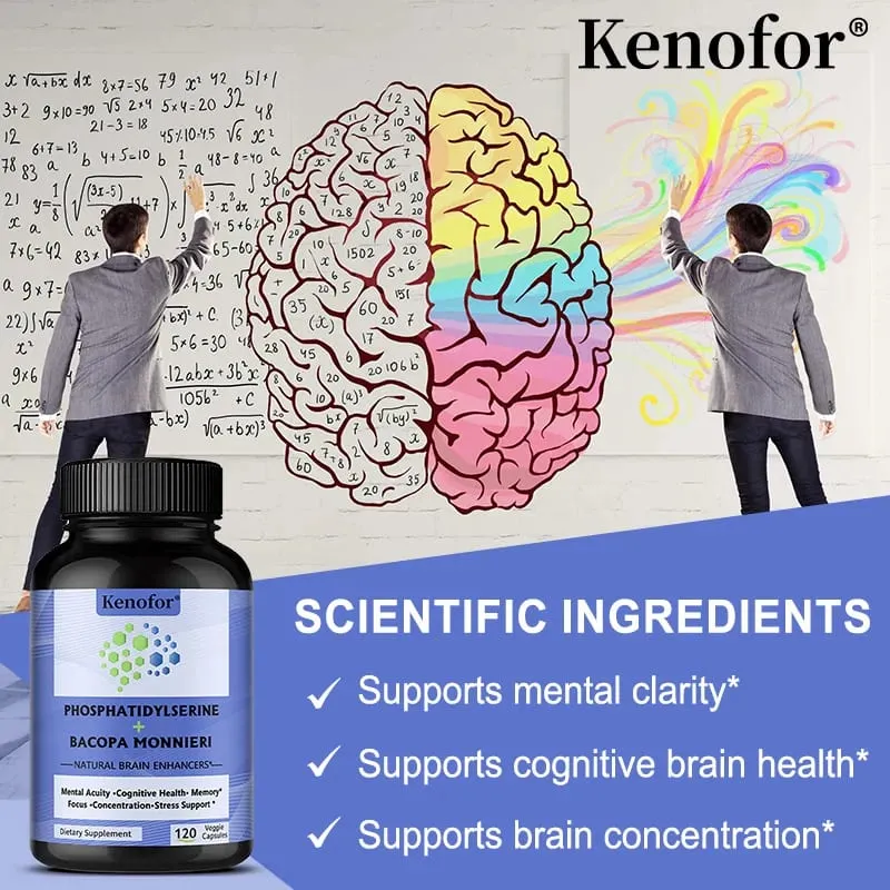 Phosphatidylserine + Bacopa Monnieri Supplement - Helps Memory Cognitive Health Relieve Stress - Brain Nutritional Supplement