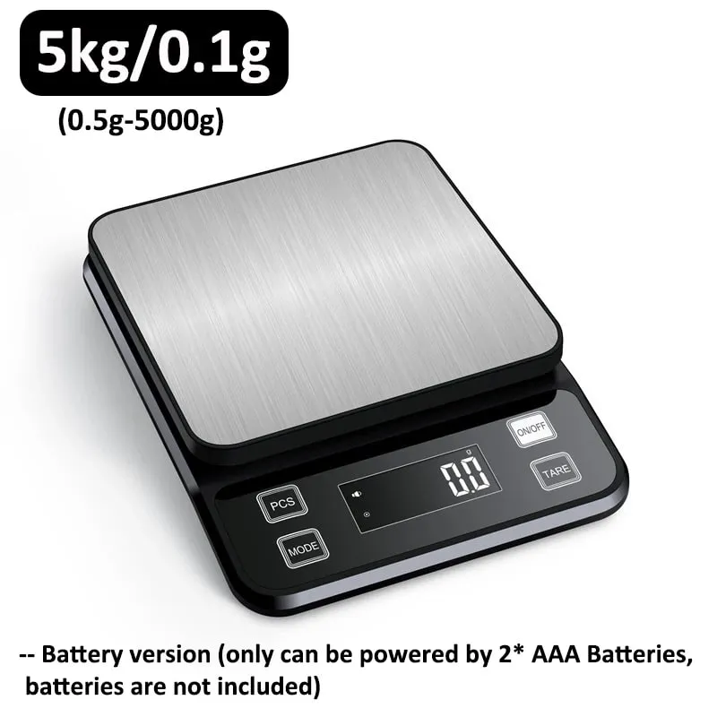 3/5/10kg 0.1g Digital Electronic Kitchen Scale LCD Display Fully Waterproof Stainless Steel Measuring Weighing Baking Tool
