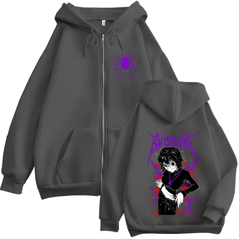 Anime Hunter X Hunter Shizuku Murasaki Zipper Hoodies Men's Women Clothing Oversized Fleece Zip Up Hooded Sweatshirts Streetwear