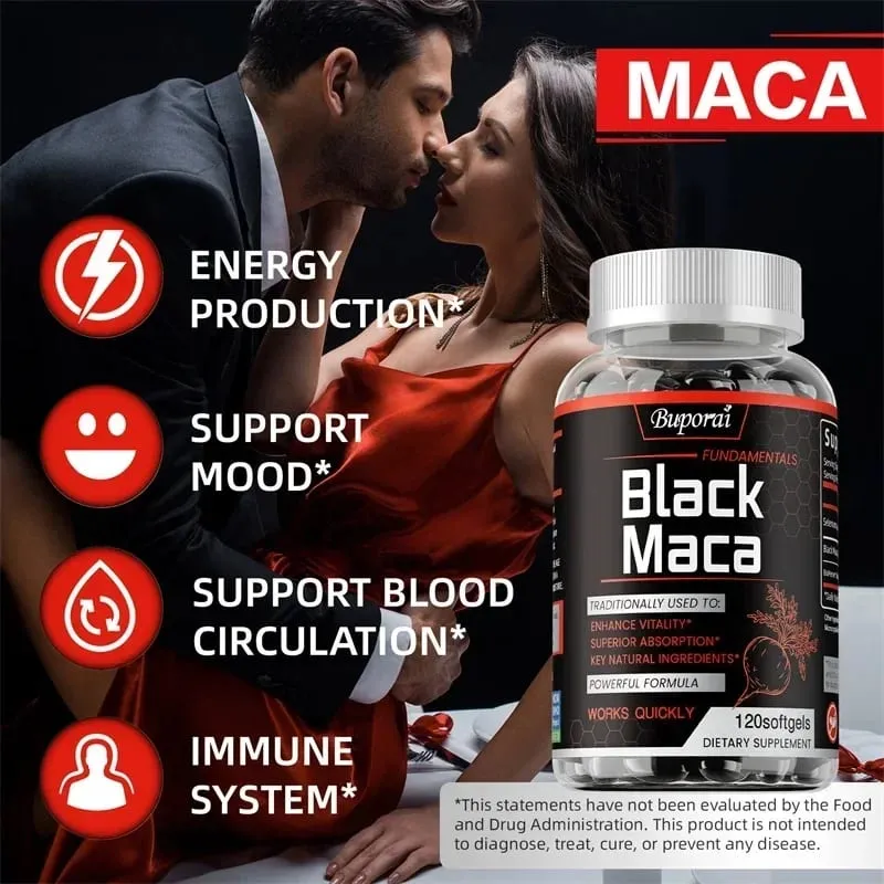 Black Maca Supplement - Natural Nergizer Improve Performance Energy Endurance Muscle Mass Improve Balance Hormones