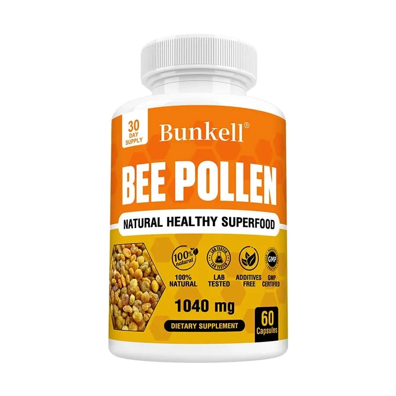 Bee Pollen Supplement 100% Natural Raw Bee Pollen Vegetarian Capsules Probiotic Superfood Digestion Immune Support & Energy
