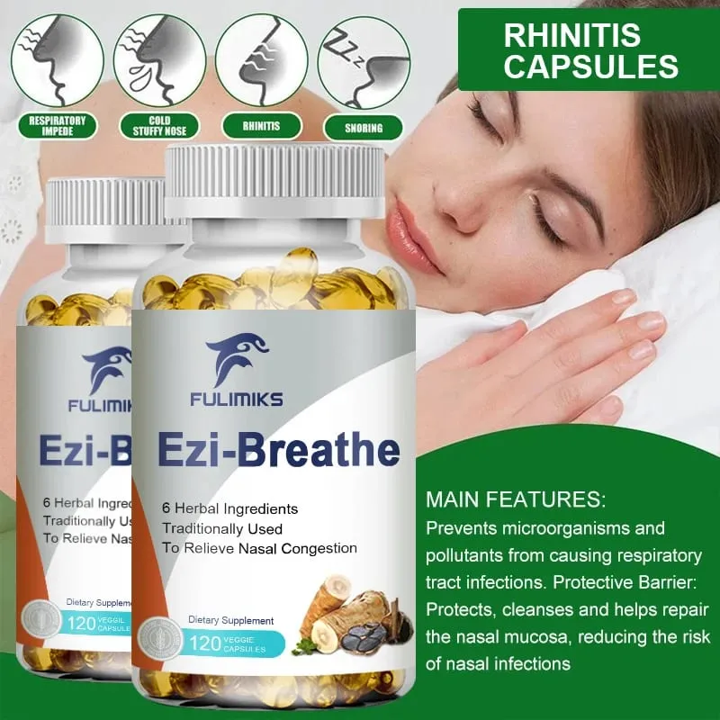 Respiratory & Nasal Health Capsules 6 Herbal Relieves Stuffy Nose Congestion Rhinitis & Supports Breathing Comfort