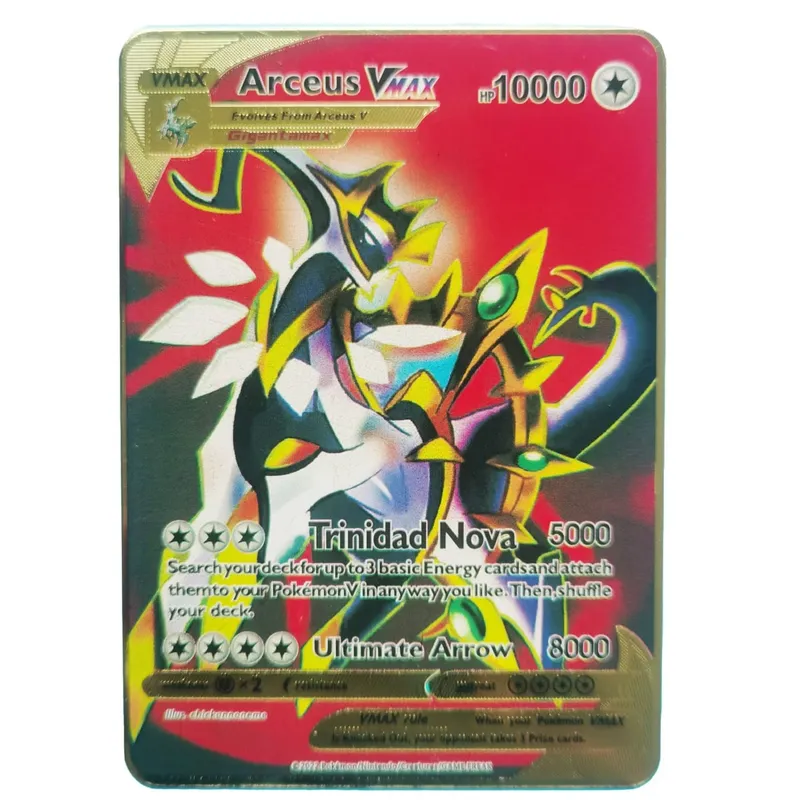 Van Gogh Museum Pokemon English Metal Card Anime Pikachu Charizard Mewtwo Shiny Letters Game Collection Card Kids Toy Gifts