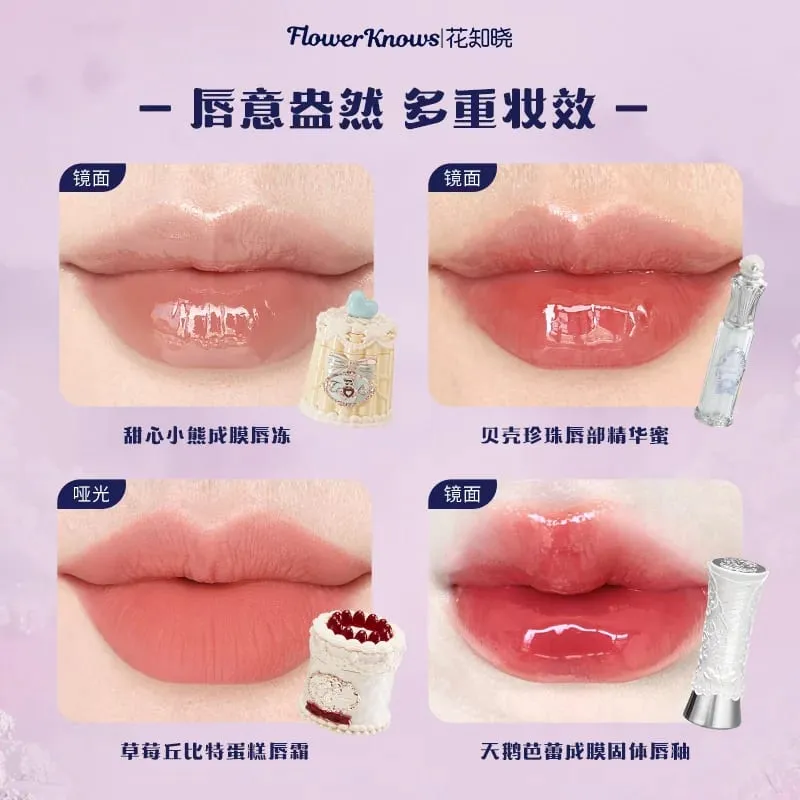 Flowerknows Complete Makeup Gift Set Long-Lasting Lip Glaze Blush & Shimmer Eyeshadow Palette All-in-One Beauty Kit Gift Box