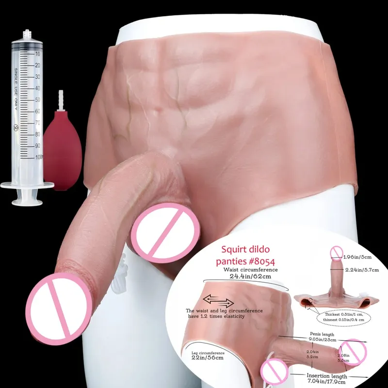 Black Nude Strapon Big Realistic Ejaculation Dildo Silicone Squirting Panties With Simulated Solid Penis Sex Toy For Women — image 45