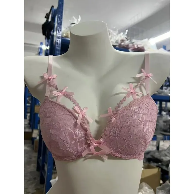 セクシーな BANERDANNI Bowknot Purple Underwear Set Thin Shoulder Strap Comfort Pure Look Women Intimate Lingerie 32-38 Daily Clothing