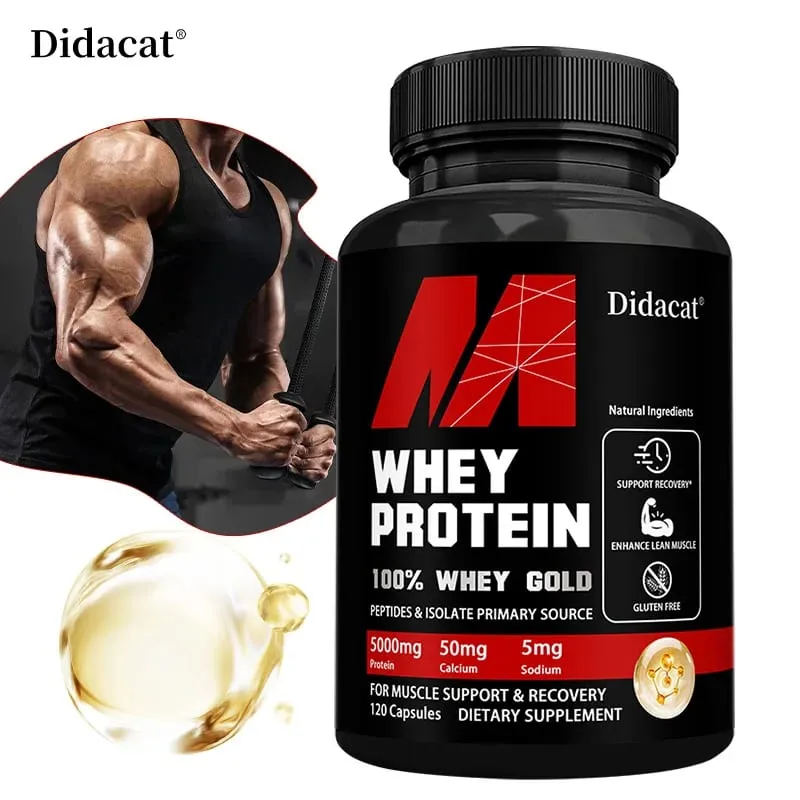 Whey Protein Capsules - Contains 5000mg of Protein - Supports Recovery Balanced Muscle Health Gluten Free NON-GMO