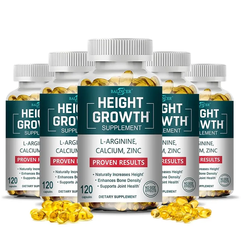 Height Growth Supplements Calcium Vitamin D3 Zinc Bone Strengthening Natural Height Increase for Children Teens Adults