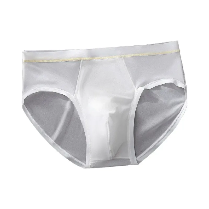 Men's Seamless Ice Silk Briefs Underwear Bulge Pouch Solid Breathable Panties Sexy U Convex Pouch Lingerie Underpants