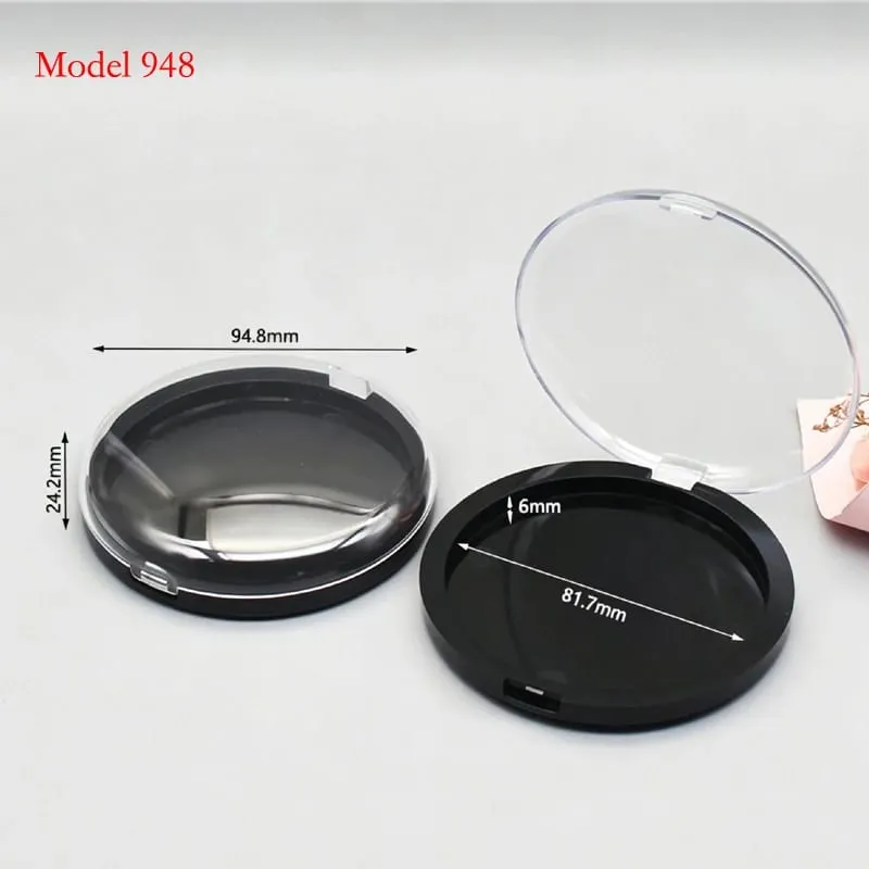 Batch Price For Black Color Round Shape Plastic Makeup Packaging Empty Compact Powder Case Powder Blusher Container