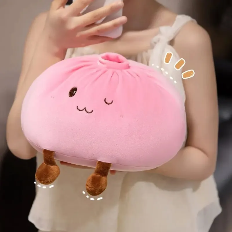Super Soft Plush Material Steamed Bun Plush Pillow PP Cotton Filled Fluffy Comfortable Food Shaped Hug Pillow Stress Relief