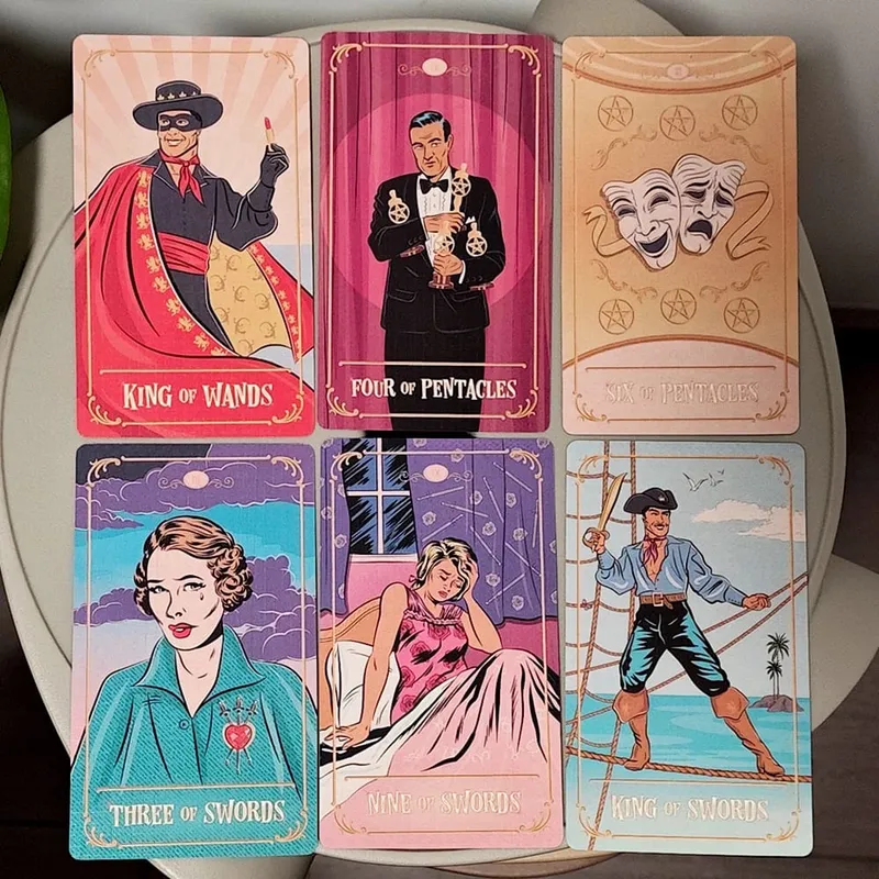 Tinseltown Tarot in Rigid Box Pink Vintage Hollywood Inspired Deck 78 Illustrated Cards 12*7cm