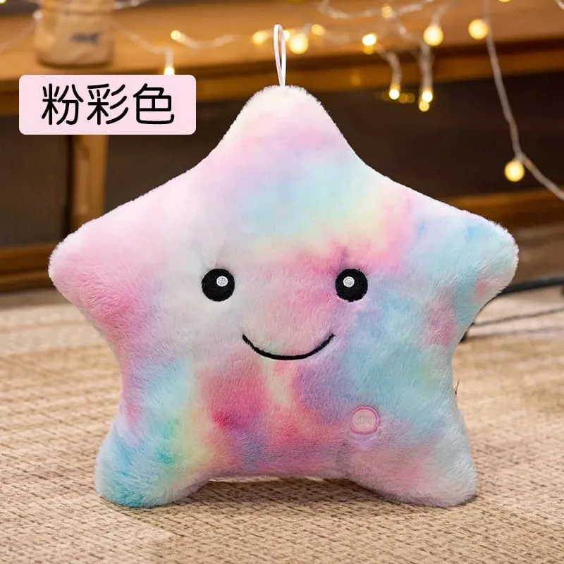 24*22CM Luminous Five-pointed Star Plush Toys Glowing Star Stuffed Soft Doll Pillow Nice Halloween Xmas Gifts