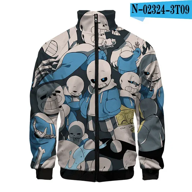 Luksusowe popularne Sans Undertale 3D Print Zipper Raglan kurtka wiatrówka chłopcy/dziewczęta wygodne kurtki ze stójką płaszcze