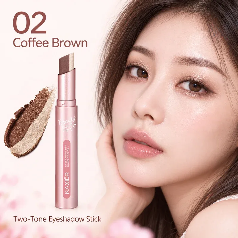 Two Tone Eyeshadow Stick Creamy Shimmer Eye Shadow Blendable Gradient Eye Makeup 6 Shades for Everyday and Party Looks