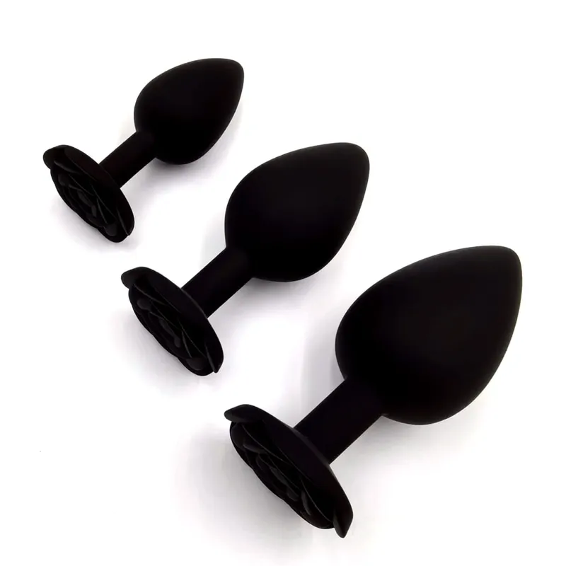 Plug Anal en Silicone souple fleur de Rose débutant à expert 3 tailles godemichet Anal Anus formateur godes Adule jouets sexuels pour Couple femmes hommes