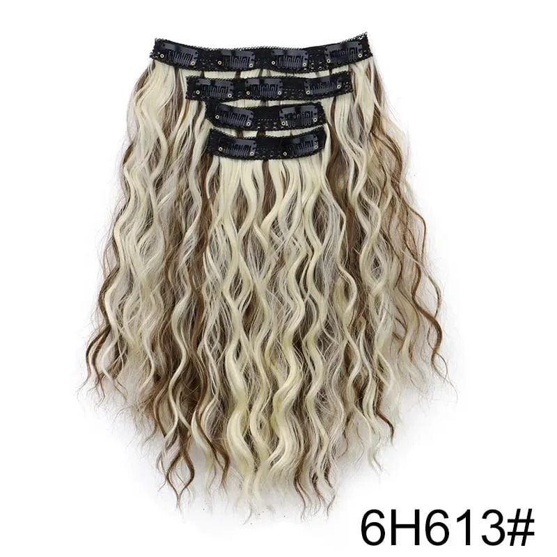 12Inch Synthetic Short Wavy Curly Hair Extension 4pcs/set Clip in Hair Easy to Wear for Women Party Use Daily