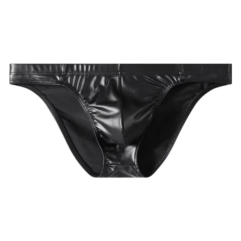 Sexy Briefs Panloob na Kasuotang Panlalaki Faux Leather Sexy Underwear Briefs Low Waist Bulge Pouch Lingerie Panties Underpant Triangle Pants