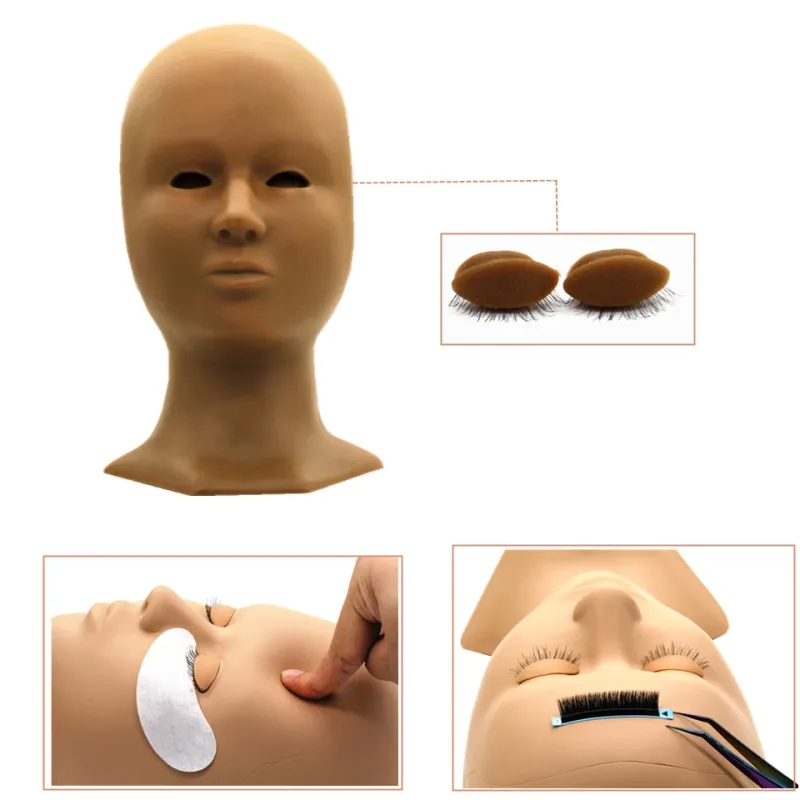 Mannequin Head For Eyelash Extension Training Kit With Removable Eyelids Silicone Cosmetic Model Heads Makeup Tools Gel Material — image 3