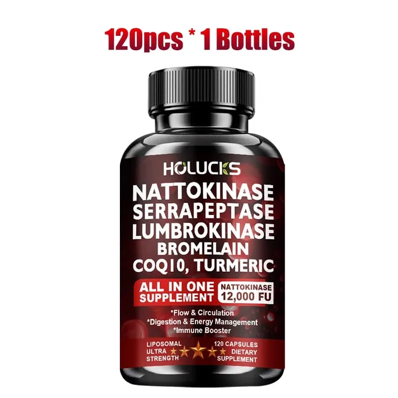 13-in-1 Nattokinase Supplement with Serrapeptase Support Circulation Blood Flow Heart & Cardiovascular Health Digestive Aid