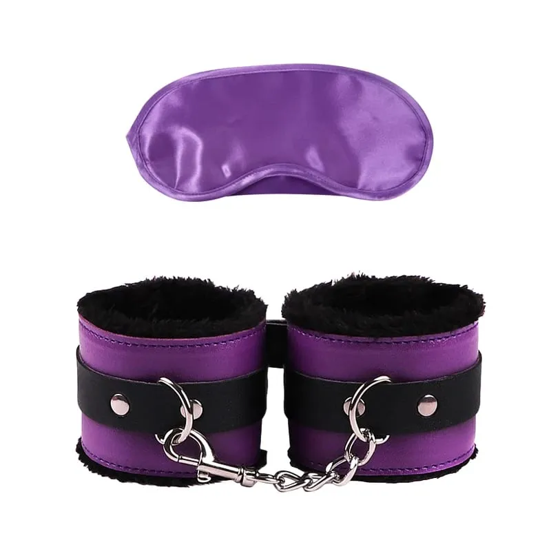 Mga Sex Toys Para sa Babae Bdsm Set Sexy Leather Plush Sex Toys Bondage Kit Mga Posas Feather Blindfold Fetish Flirt Goods Para sa Matanda
