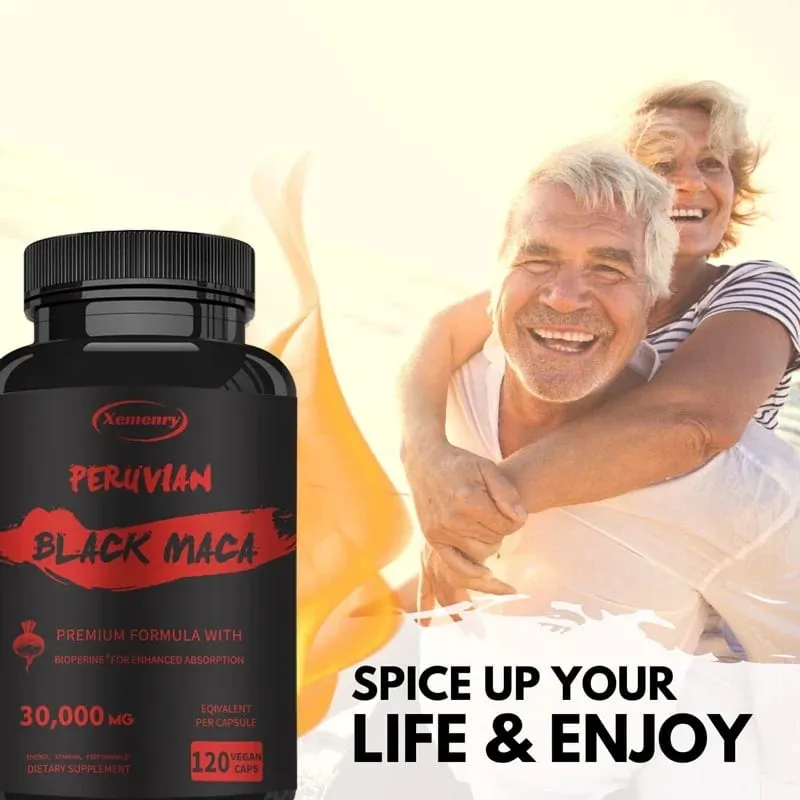 Maximum Strength Black Maca Root - 30 000 Mg - Gelatin Maca Root Extract From Peru