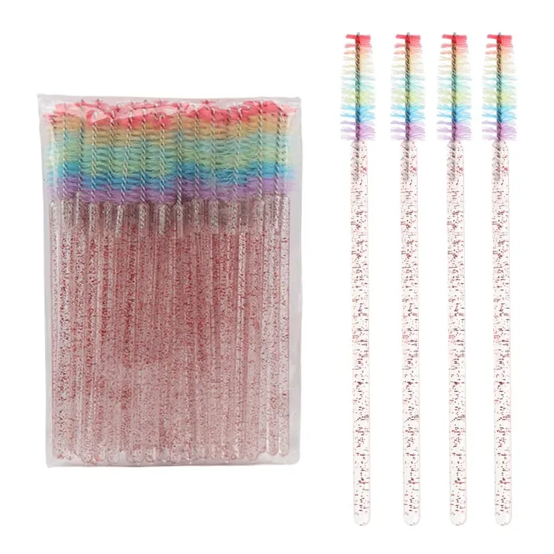 50pcs Disposable Crystal Eyelash Brush Lash Extension Makeup Brushes Mascara Wand Applicator Eyebrow Comb Rainbow Microbrush — image 14