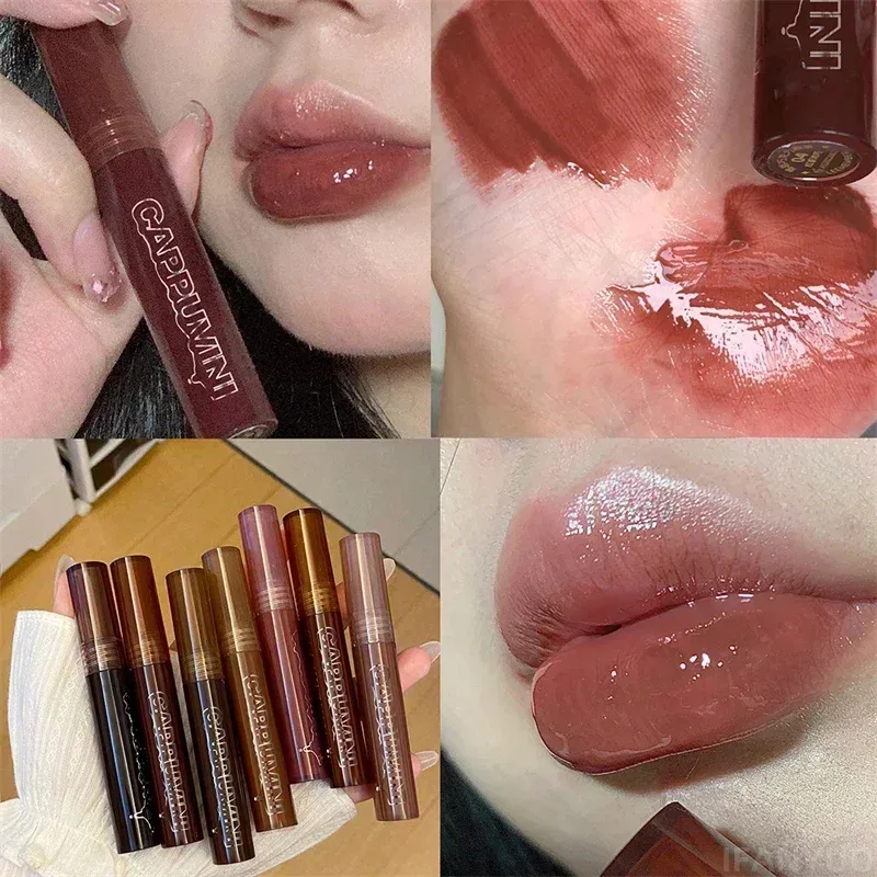 Mirror Watery Chocolate Lip Gloss Long Lasting Moisturizing Crystal Jelly Lip Tint Lipstick Nature Nude Lips Makeup Cosmetics — image 8