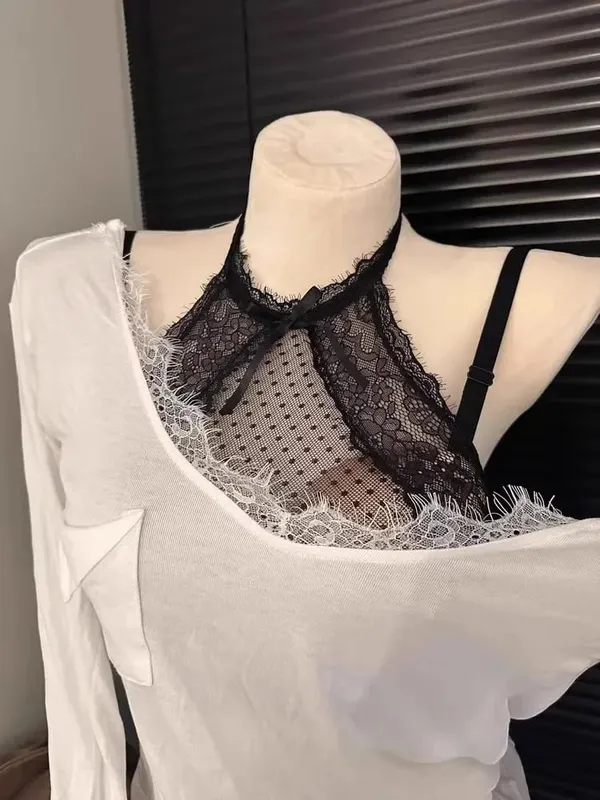 Halter Neck Push Up Bra - Latex Lace Bralette for Small Bust Voluptuous Lift & Pure Seduction Wireless Lingerie Cover Bra