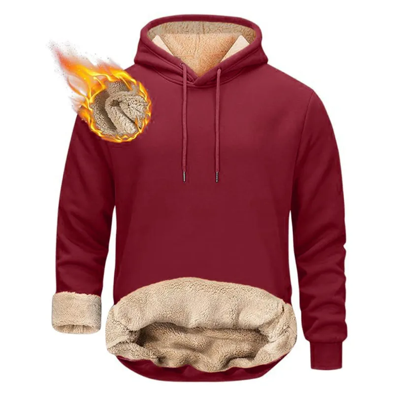 Winter männer Warme Hoodies Sport Dicke Sweatshirts Winddicht Thermische Casual Einfarbig Lose Langarm Pullover Streetwear