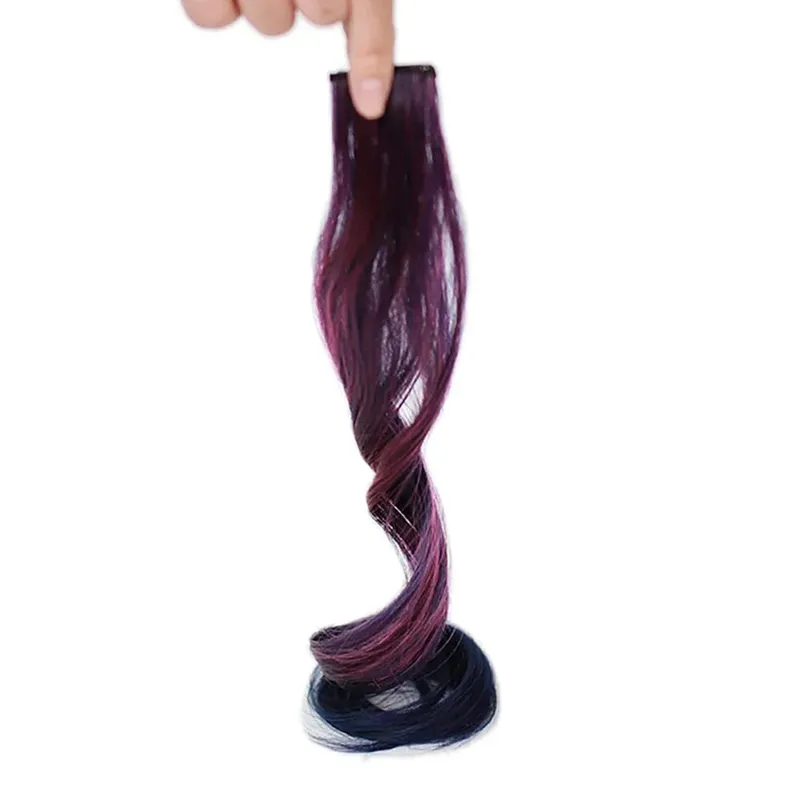 Colored Large Wave Long Curly Wig Ear Hanging Dye Hair Extensions Invisible High Temperature Silk Synthetic Wig Patch