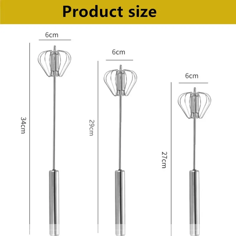 Household Semi-Automatic Rotating Egg Beater Stainless Steel Turning Cream Utensils Whisk Manual Mixer Kitchen Egg Tool