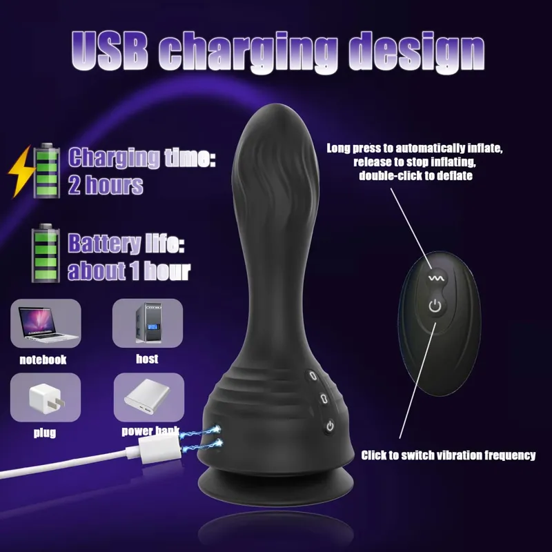 Remote Control Inflatable Butt Plug Vibrator with 10 Swing Modes Suction Cup Vibrating Prostate Massager Anal Sex Toy for Women — image 5