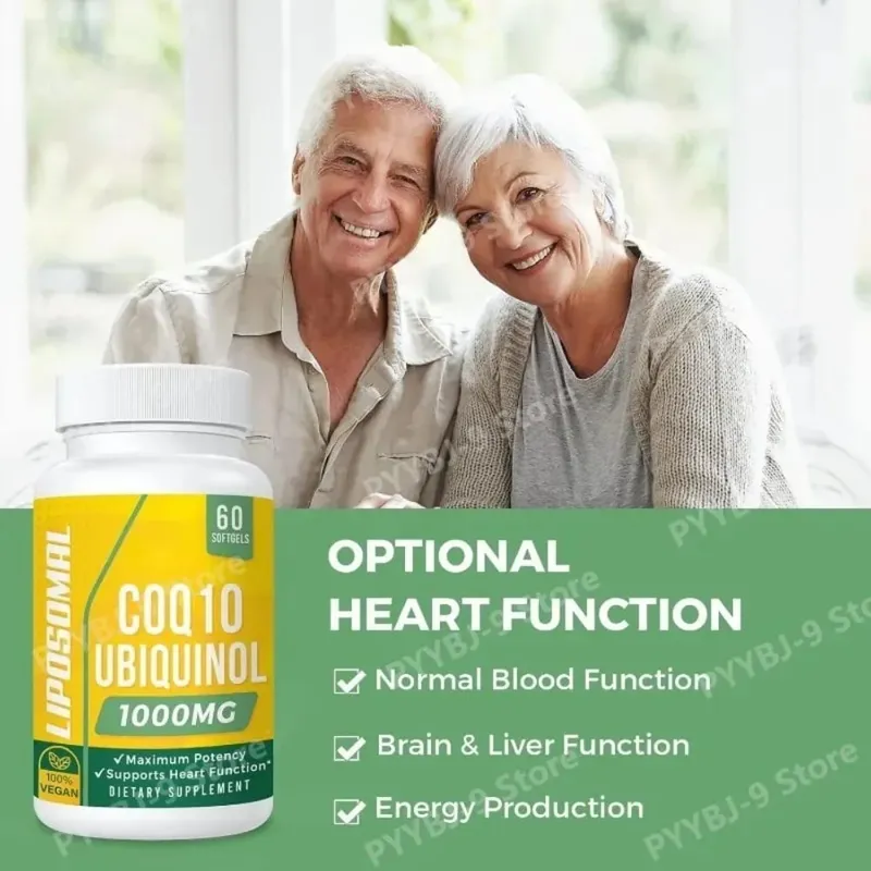 CoQ10 Ubichinol 1000 mg Wegańskie kapsułki żelowe 60 Ct Liposomalny koenzym Q10 o wysokiej absorpcji dla serca Energia Przeciwutleniacz Codzienne wsparcie