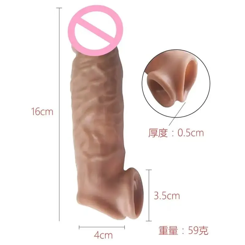 14/16/20CM Realistic Penis Sleeve Extender Reusable Dildos Condom Delay Ejaculation Dick Enlargement Sex Toys for Men — image 8