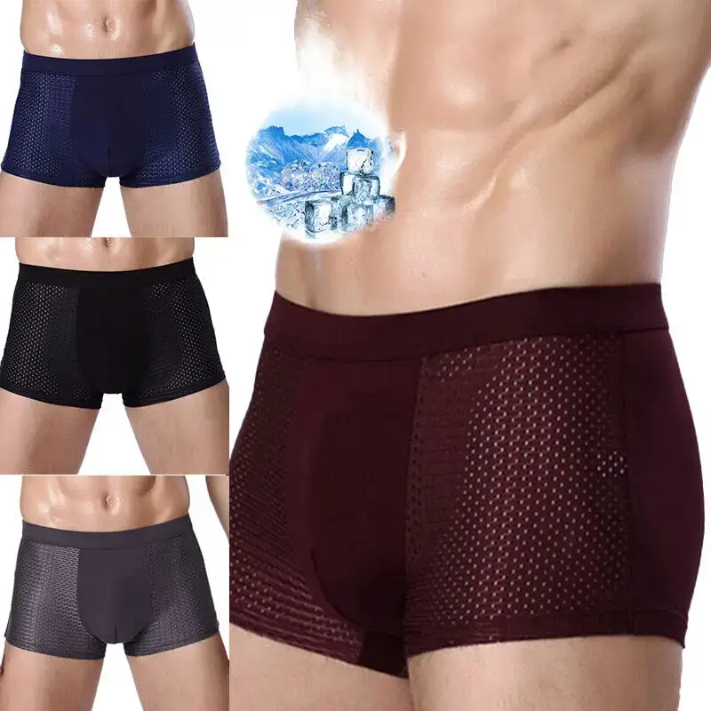 Men Breathable Ice Silk Mesh Men's Soft Breathable Underwear With Moisture-wicking Technology U Design For Comfort — image 2