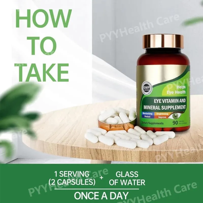 Capsule di vitamine per gli occhi con luteina con zeaxantina e zinco Integratore nutrizionale quotidiano per gli occhi Supporto per la salute degli occhi per adulti Flacone da 90 pezzi