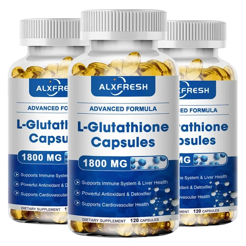 Glutathione Capsules 1800 mg - Potent Skin Antioxidant Detoxification Support Free Radical Neutralizer Vegan Non GMO