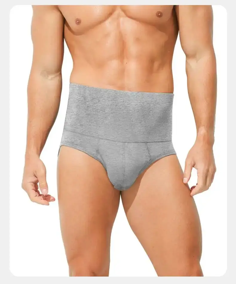 Men's cotton underpants, high-waisted, slimming, waist-protecting, enhanced warmth, short underpants for overweight sportswear