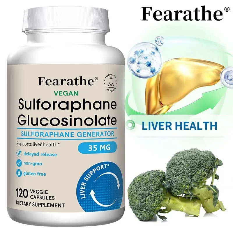 Sulforaphane Glucosinolate Capsules - Broccoli Seed Extract with Myrosinase Liver Detox & Cellular Health Support 120 Counts