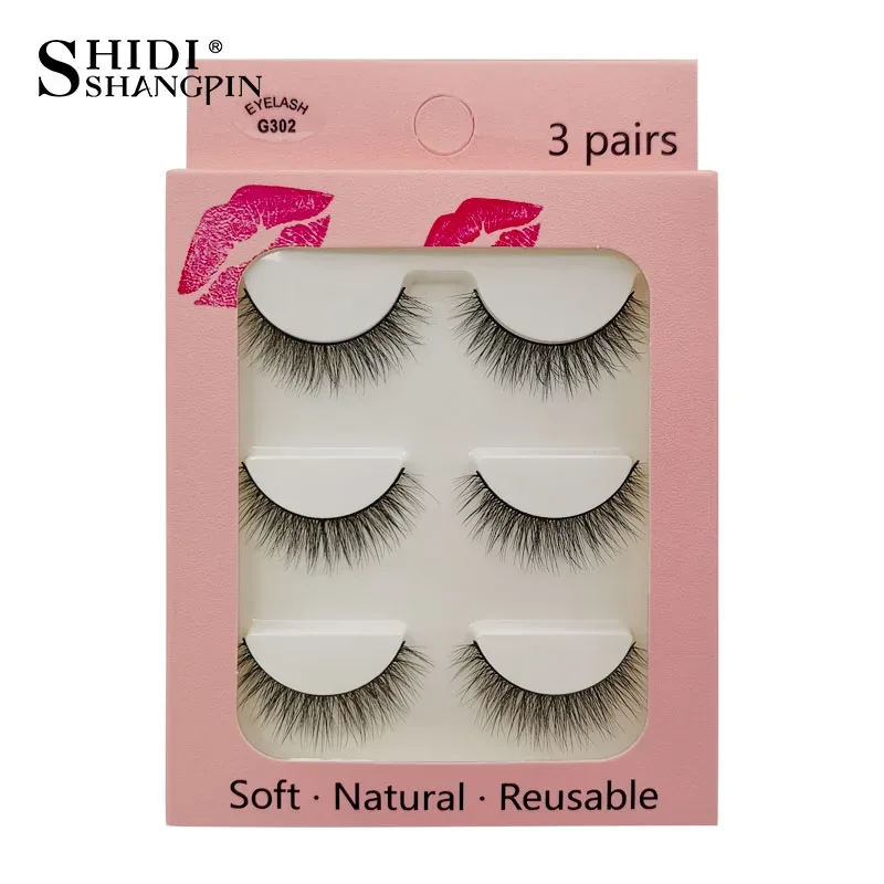 Faux Cils 3 Pairs False Eyelashes Natural Long 3D Mink Lashes Soft Fluffy Wispy Handmade Fake Lashes Eye Makeup Tools Maquiagem