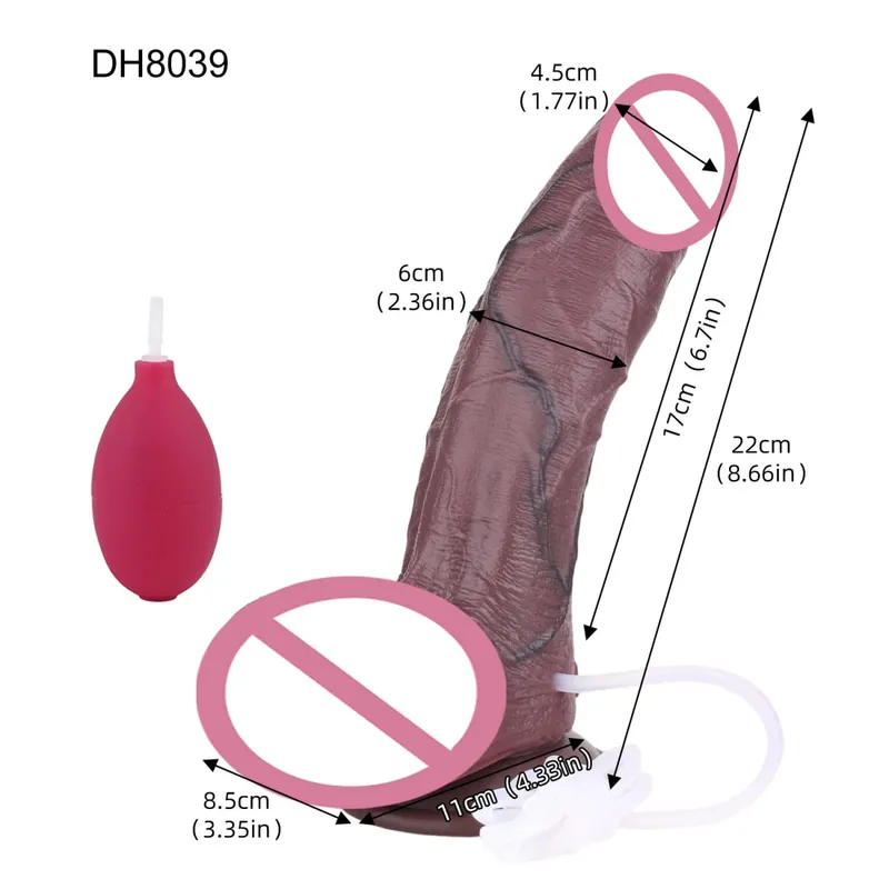Silicone Lifelike Double Layers Ejaculating Penis Squirting Long Dildo With Sucker Anal Sex Toys For Men Women Masturbator